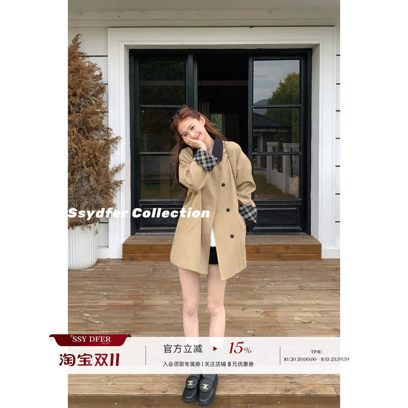 Ssydfer【Autumn Is Still My Favorite Season for Trench Coats】100% Cotton, Waist-Cinching, Slimming, Stylish and Elegant Trench Coat