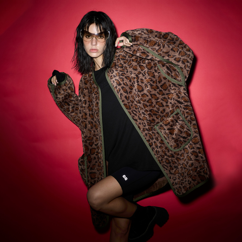 Ggaholiday Trendy Street Style Leopard Print Silver Fox Fur Contrasting Fluffy Lamb Wool Coat Women's Warm Top Cool Ggaholiday Trendy Street Style Leopard Print Silver Fox Fur Contrasting Fluffy Lamb Wool Coat Women's Warm Top Cool