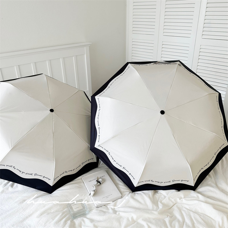 Romantic French-Style Automatic Umbrella for Women, Artistic, Dual-Use for Sun and Rain, Black and White Trim, Niche Design, Sun Protection, Uv Protection, Parasol Romantic French-Style Automatic Umbrella for Women, Artistic, Dual-Use for Sun and Rain, Black and White Trim, Niche Design, Sun Protection, Uv Protection, Parasol