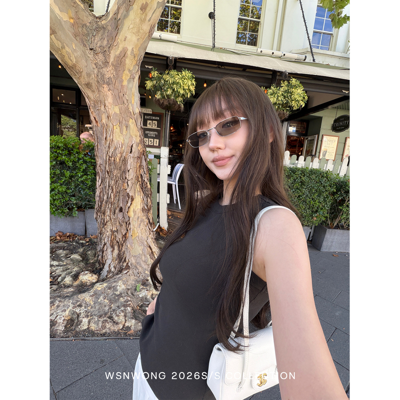 Wsnwong Basic Vest/Ribbed Round Neck Vest for Women, Spring and Summer Sleeveless T-Shirt, Non-Transparent/Covering Side Breasts