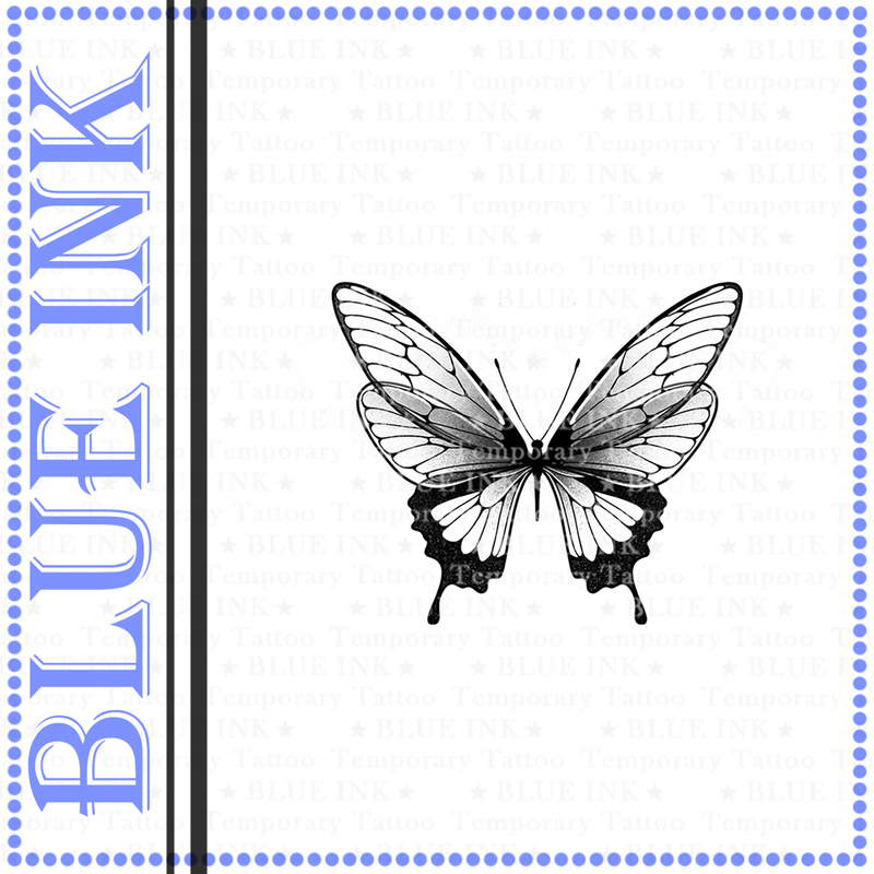 Blueink Good Night Sticker】202 Black and White Atmosphere Butterfly Waterless Tattoo Sticker 2-Week Tattoo Original Design
