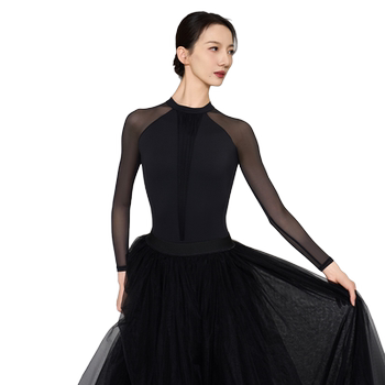 Mengying's Same Style Fan Shu Ballet Practice Outfit for Girls, Mesh Splicing, Beautiful Back, New One-Piece Gymnastics Suit B6613