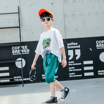 Childrens clothing boy short sleeve set summer 2021 new childrens childrens two-piece handsome foreign leisure Korean version of the tide