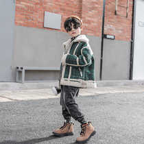 Childrens clothing boys Lamb hair coat autumn winter clothing 2020 new Korean version of foreign style children plus velvet thick woolen coat