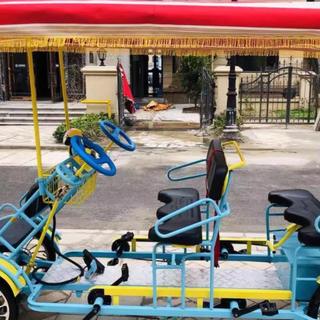 休闲自行车观光双人马自行车观光车自行车电动四轮四人三人