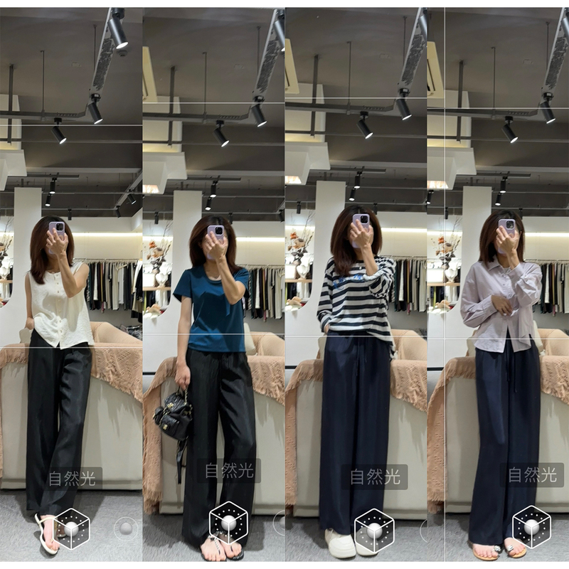 【Xiaoq Mall】100% Acetate Drawstring Elastic Waist Straight-Leg Pants, Thin Summer Casual Long Pants 【Xiaoq Mall】100% Acetate Drawstring Elastic Waist Straight-Leg Pants, Thin Summer Casual Long Pants