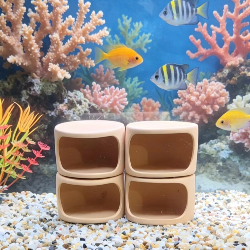 Parrot Fish Shelter House Made of Ceramic Material, Breeding Nest for Parrot Fish, Double-Way Fish Tank Decoration, Landscaping Fish and Shrimp Ceramic Jar