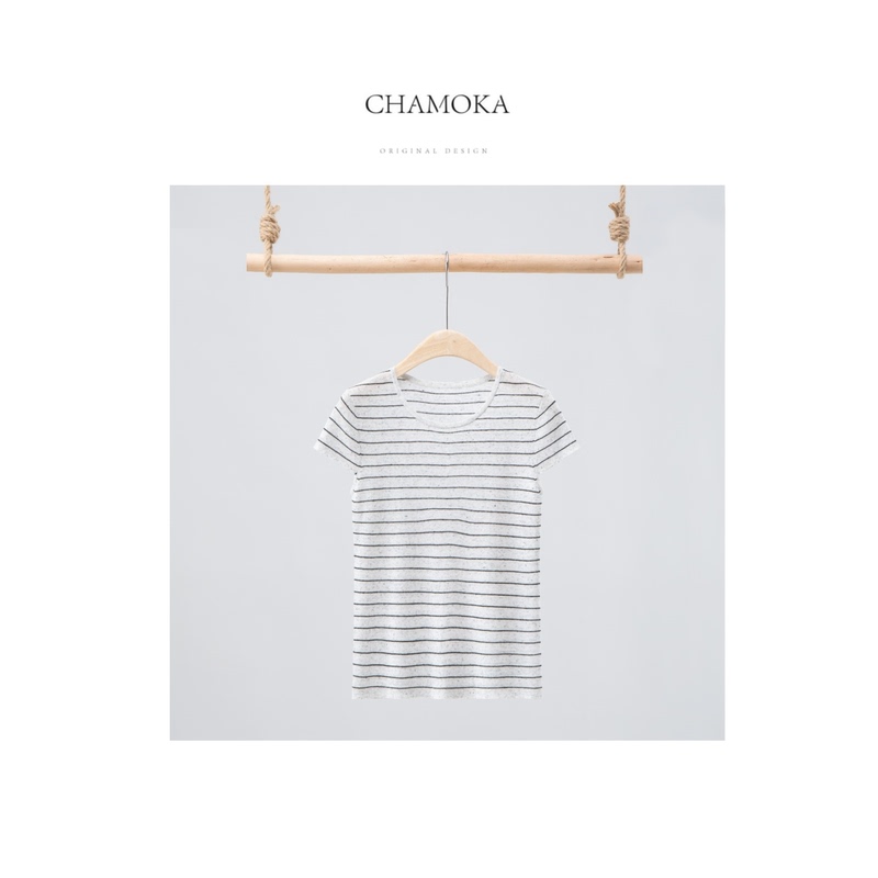 Summer Cotton Linen Striped T-Shirt for Women [Provides a Cool Feeling] Loose Casual Round Neck Short-Sleeved Top 1427