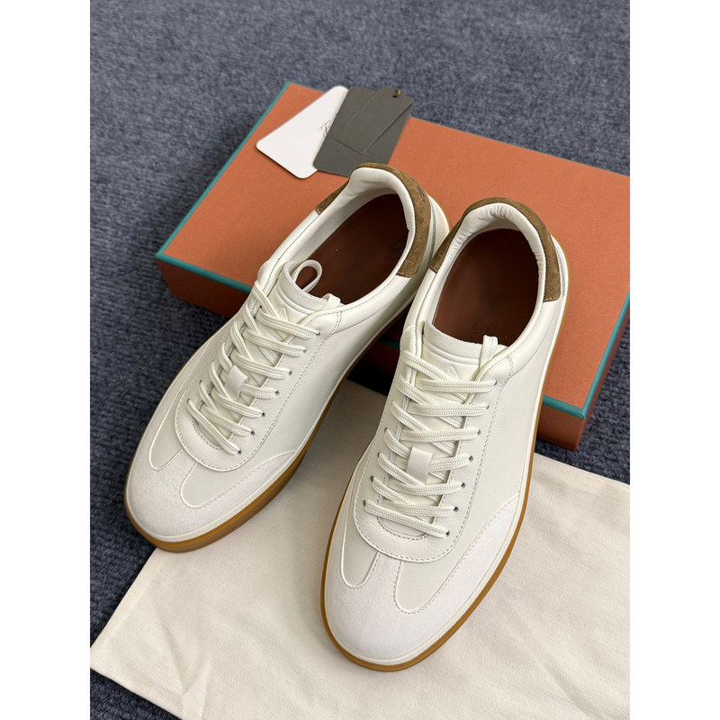 2026Lp Old Money Style Genuine Leather German Training Shoes Casual Business White Shoes Unisex Versatile Flat Shoes