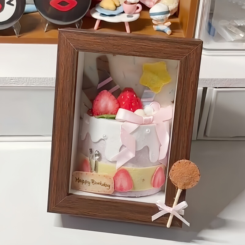 Chinese Valentine's Day Gift for Boyfriend/Girlfriend, Non-Woven Fabric Cake Photo Frame, Handmade DIY Material Kit, High Aesthetic Desktop Decoration, New