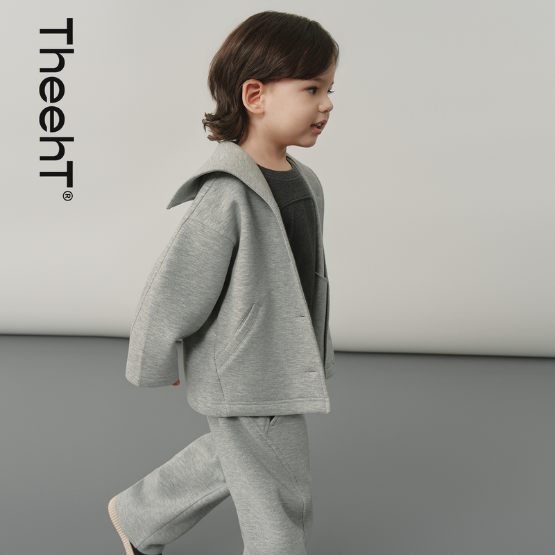 [New Product Launch] Theeht Children's Clothing Autumn and Winter Baby Suit Boys and Girls Wool Cotton Navy Collar Jacket