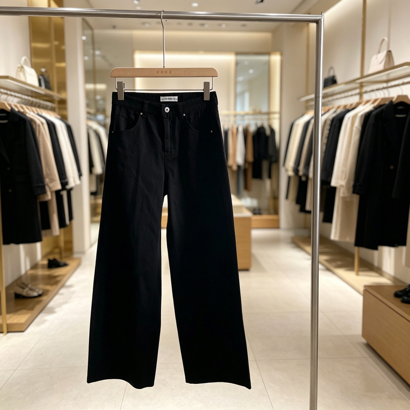 Dj059 Special Spring and Autumn Style! High-Waisted Jeans That Create a Slim Waist, American Retro Straight-Leg Classic Black Jeans