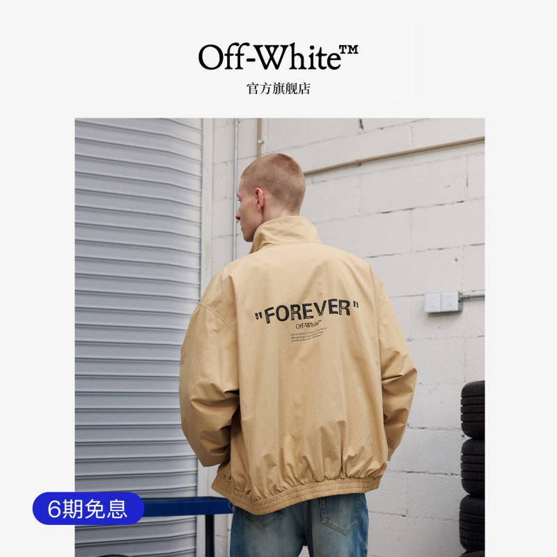 Off-White ™ [Same Style as Zhang Yixing] Couple's Jacket with Simple Logo, Trendy Brand Top for Men and Women.