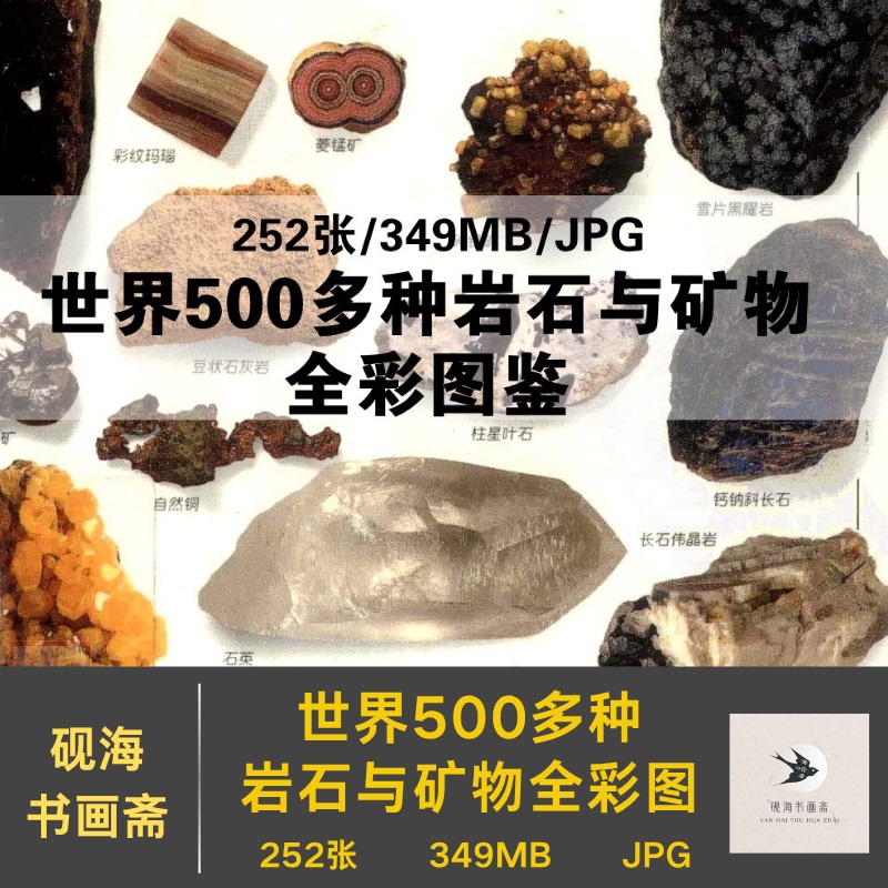 A Full-Color Illustrated Guide to over 500 Types of Rocks and Minerals from Around the World, High-Definition Digital Version of Book Pages for Reference and Copying