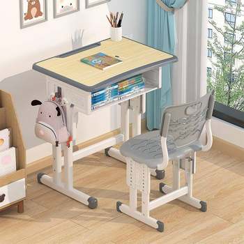 Curved children's study desks and chairs for primary and secondary school students can lift school training class desks study desks