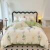 2024 new thickened brushed bedding four-piece set pure cotton spring and summer floral quilt cover bed sheet three-piece set