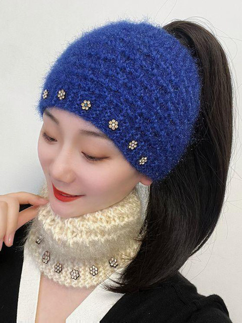 Autumn and Winter Woolen Hats for Women, Warm Headscarves, Head Wraps, Women's Knitted Hats, Wide-Brimmed Forehead Protectors, Hairbands to Cover White Hair