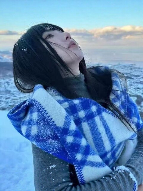 2025 New Style British Classic Plaid Double-Sided Scarf for Women, Autumn and Winter, High-End, Thickened, Warm Neck Protection, Neck Scarf, Shawl