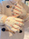 Beige Cute Bear Ski Gloves for Women, Winter Korean Style, Warm, Fleece-Lined, Thickened, Outdoor Windproof, Cold-Resistant, Trendy for Cycling