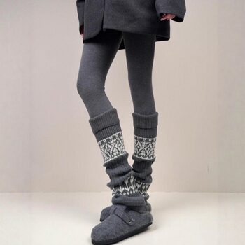 Fair Isle Sock Warmers for Women, Autumn and Winter Thick Warm Wool Leg Warmers, Slimming Calf Socks for Girls