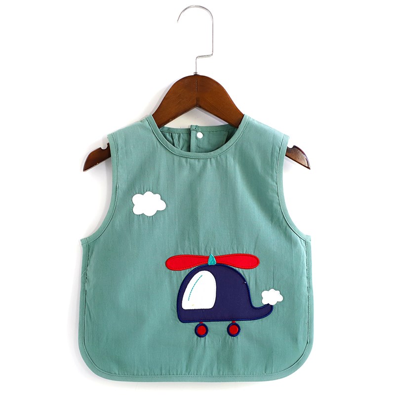 Children's Cartoon Eating Bibs Boy's Cotton Waterproof D Sleeveless Overshirt Baby Anti-Dirty Thin Cute Bib