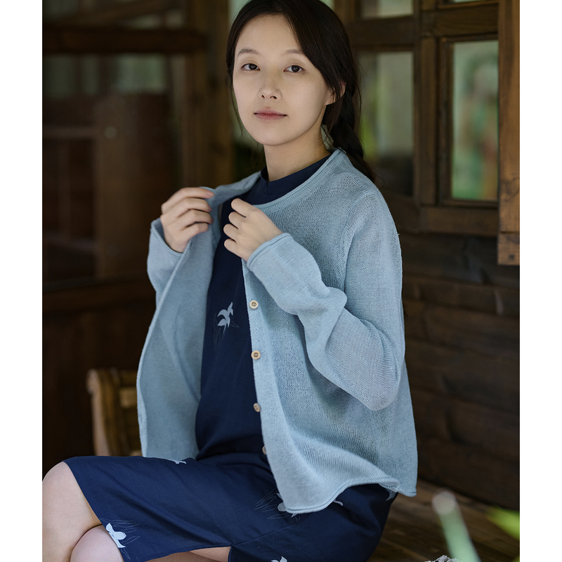 26Cxm-012【Time Is Gentle】Past and Present Life Retro Commuting Artistic Round Neck Single-Breasted Sun Protection Cardigan