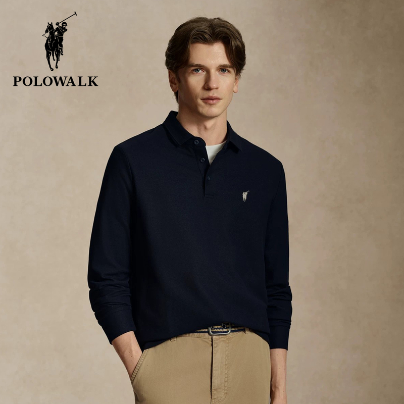 Polowalk Long-Sleeved Polo Shirt for Men 2026 Autum New Style Paul Men's Business Casual Lapel T-Shirt Polowalk Long-Sleeved Polo Shirt for Men 2026 Autum New Style Paul Men's Business Casual Lapel T-Shirt