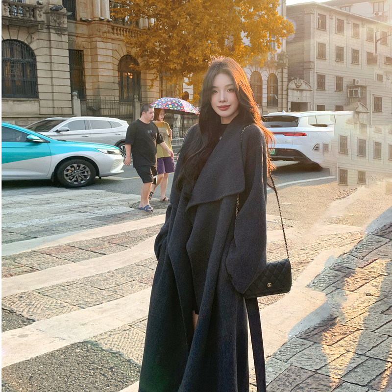 Double-Sided Wool Coat for Women 2026 Winter Mid-Length Large Lapel Lazy Style 100% Wool Woolen Coat Double-Sided Wool Coat for Women 2026 Winter Mid-Length Large Lapel Lazy Style 100% Wool Woolen Coat