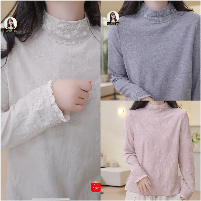 2026 Autumn 4-Color Stand-Up Collar Lace Blouse