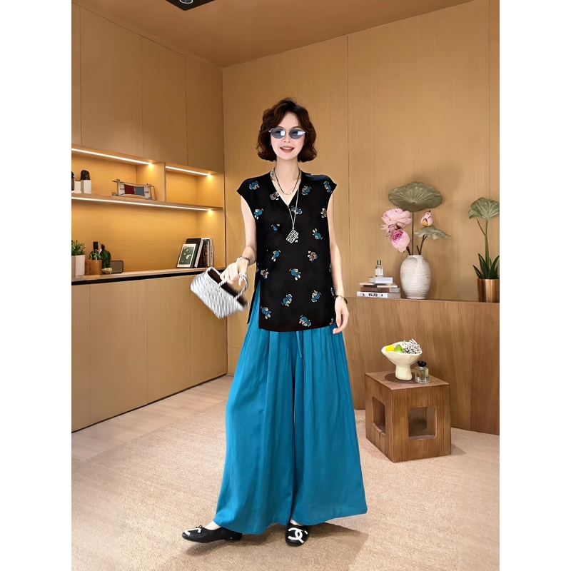 Ouni Private Collection [Doraemon Jacquard Top] 2026 Summer New Simple Chinese Style Top 2607D4281