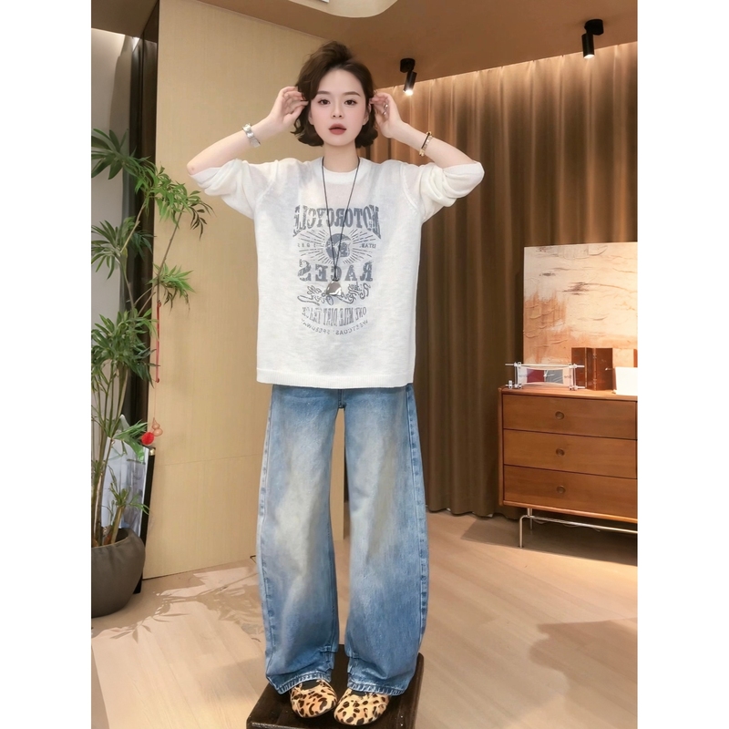 Ouni Private Label [Micro Pleated Washed Denim] 2026 Spring New Arrival Comfortable Versatile Jeans 2603D661