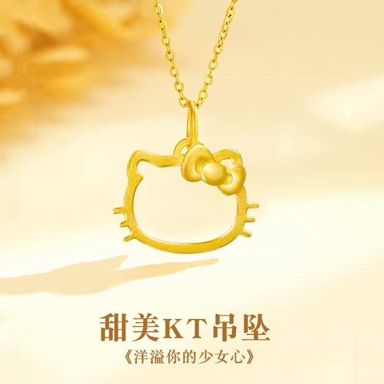 Gold Kt Cat Pendant for Women 2026 New Hello Kitty Cat Gold-Plated Silver Necklace Pendant Gift for Girlfriend Gold Kt Cat Pendant for Women 2026 New Hello Kitty Cat Gold-Plated Silver Necklace Pendant Gift for Girlfriend