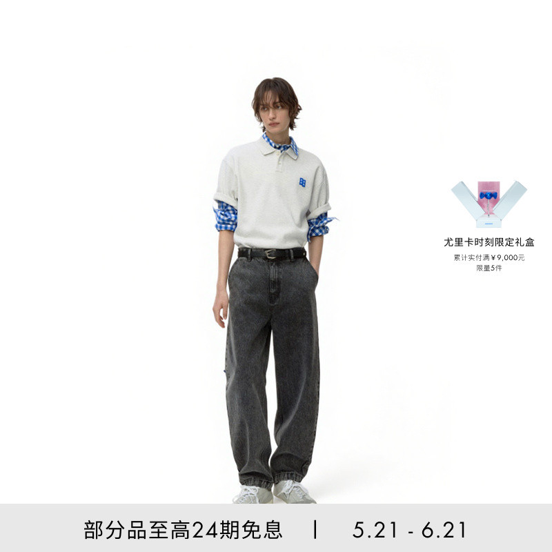 Adererror Polo Shirt with Collar, Short Sleeves, Unisex, Solid Color Design