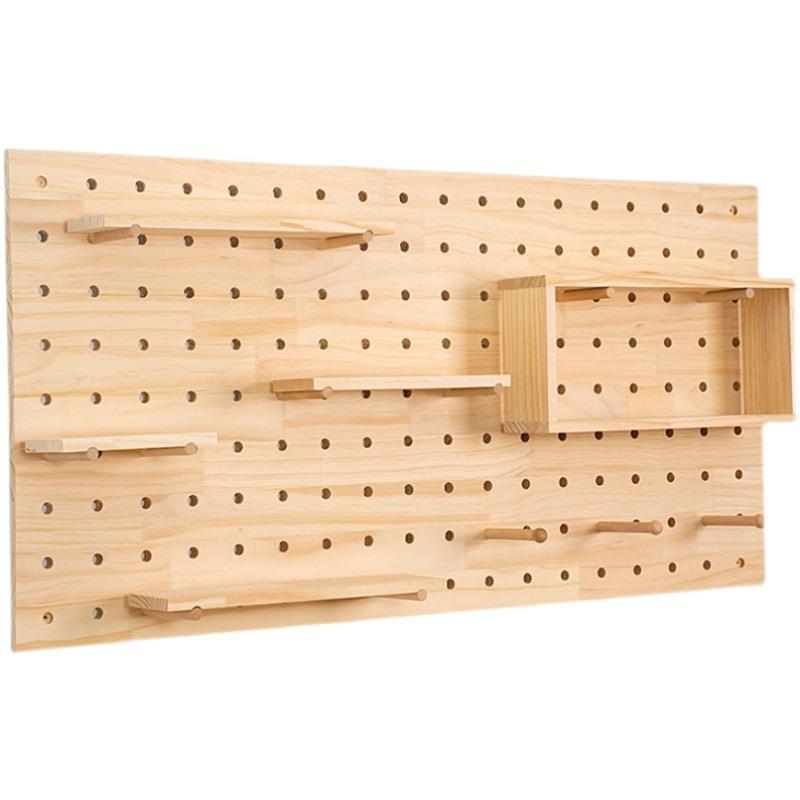 Solid wood hole board living room entrance wooden partition board accessories wall cover storage placement direct sales
