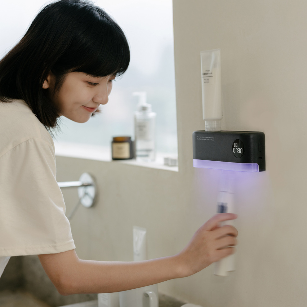 Sule toothbrush sterilizer ultraviolet sterilization intelligent drying rack electric toothbrush holder wall-mounted punch-free