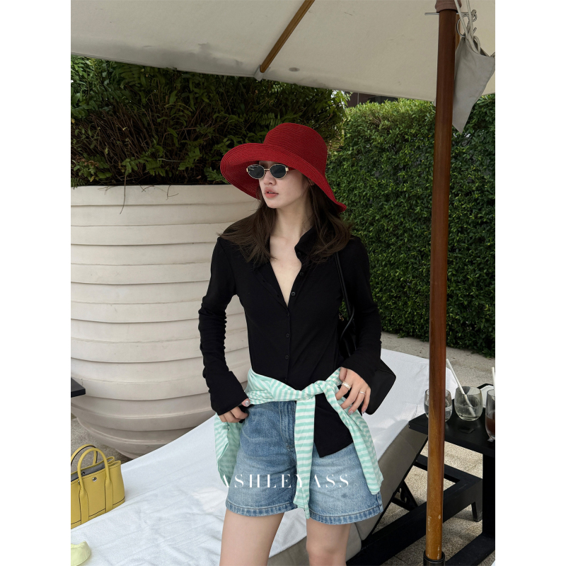 Ashleyass "Relaxed Minimalism" Row Style Lyocell Merino Wool Multi-Color Polo Sun Protection Cardigan for Women Ashleyass "Relaxed Minimalism" Row Style Lyocell Merino Wool Multi-Color Polo Sun Protection Cardigan for Women