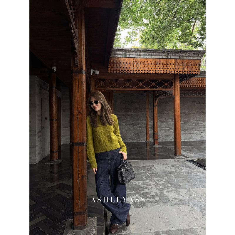 Ashleyass "Topline Series" Herbalife Cashmere Wool Heavy Cable Knit Sweater Autumn and Winter Knitted Sweater