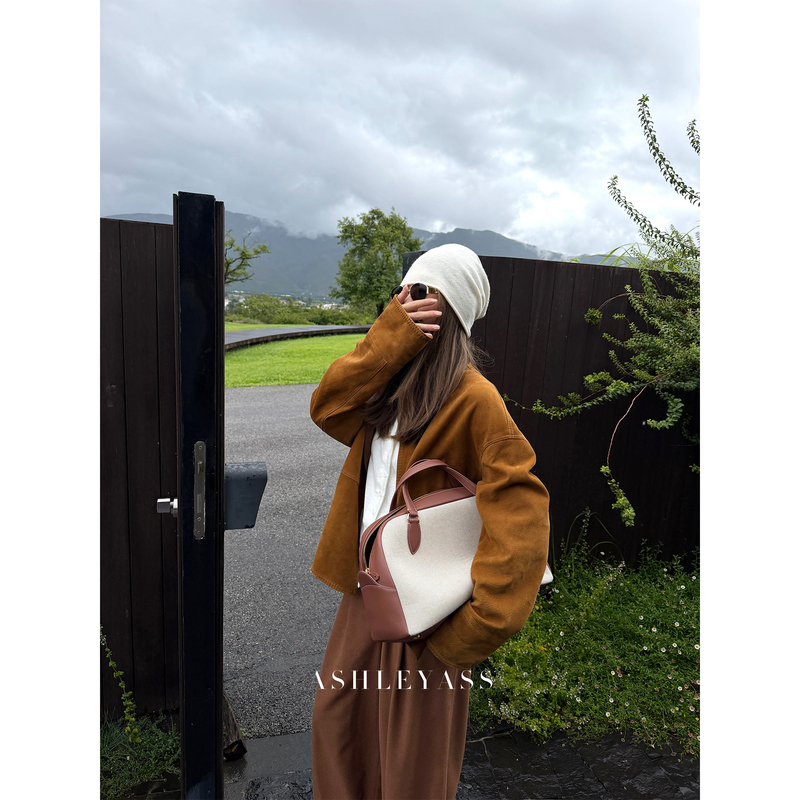 Ashleyass "Verona" Turkish Imported Sheepskin Vintage Leather Jacket for Women, Autumn Reversible Jacket