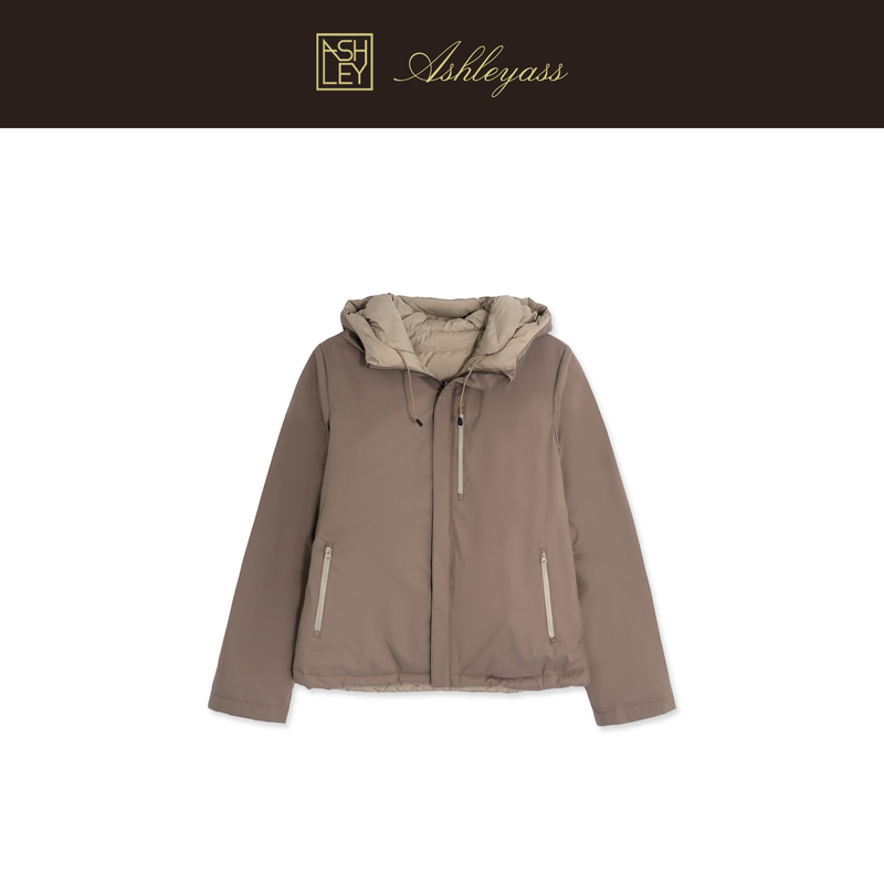 Ashleyass "One-Piece, Two-Wear" White Goose down Warm Double-Layer Windproof down Jacket for Women in Winter