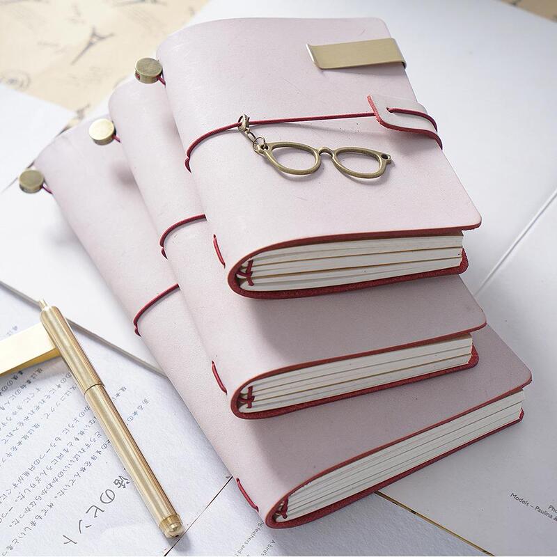 White Matte Wax Leather Tn Notebook Vintage Genuine Leather Journal Handmade Vegetable-Tanned Cowhide Notebook Loose-Leaf Planner