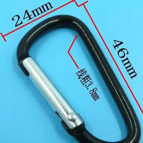 D-Shaped Carabiner Backpack Buckle Keychain Multi-Functional Safety Buckle Black and Silver Metal Hanging Buckle Outdoor Ultra-Light and Portable
