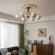French-Style Vintage Colorful Shell Chandelier, Living Room Main Light, Walnut Wood, Brass, Light Luxury, High-End Feel, Bedroom Dining Room Light