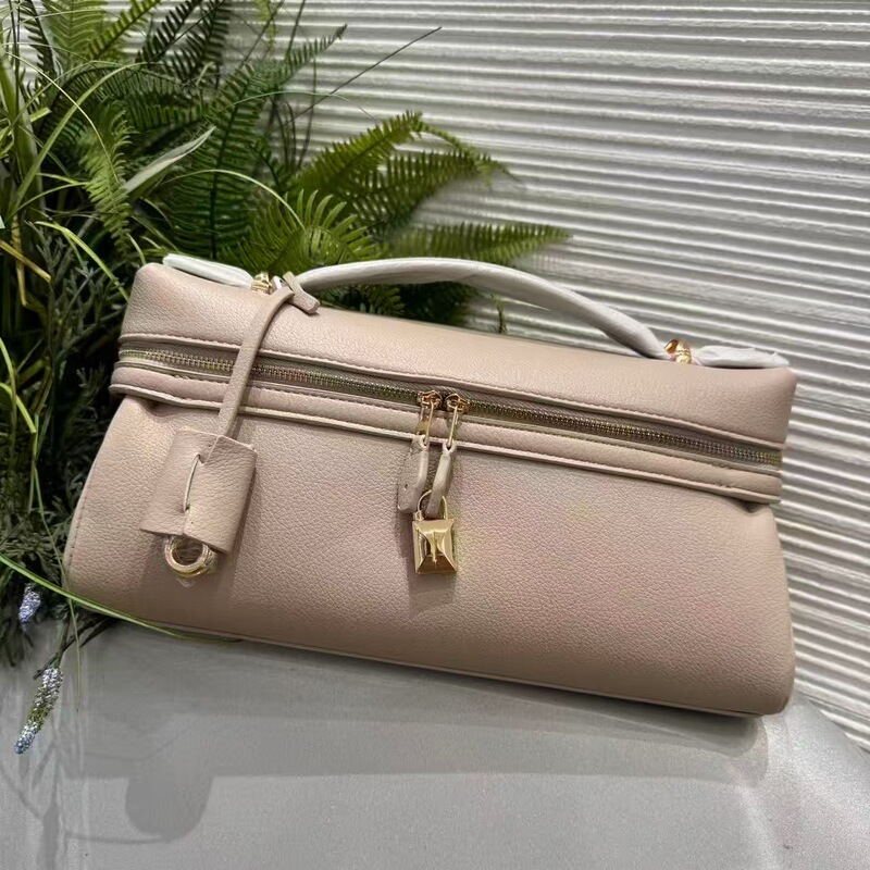 New Lp29 Lunch Box Bag, Hand-Held Shoulder Bag, Square Small Bag, Genuine Leather Bread-Shaped Commuter Versatile Cowhide Cosmetic Bag for Women