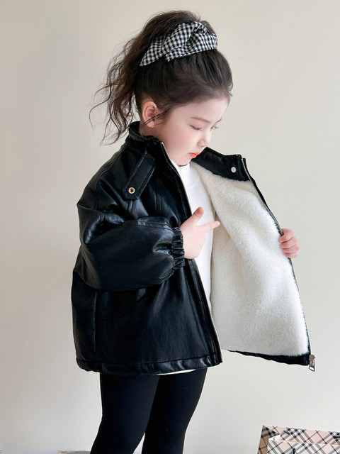 German Razt Brand Store Girls' Fleece-Lined Jacket 2025 New Leather Jacket Winter Mink Coat Leather Clothing