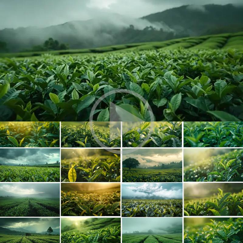 High-Definition Tea Leaves, Tea Fields, Beautiful Tea Gardens, Time-Lapse Photography, Aerial Photography, Landscape Promotional Video, Video Footage
