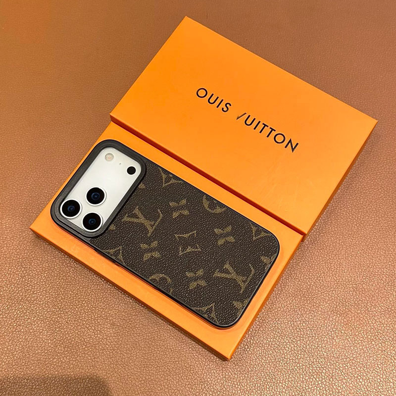 Vintage Lv L-Style Large Hole Protective Case for Apple 17 Pro Max, iPhone 16 Pro Max, 15 Pro Max, New Model 14, Goddess 13, Super Unique and Stylish iPhone 17 Pro Max Leather Case