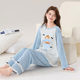 Long-Sleeved Pure Cotton Pajamas for Women, Autumn and Winter Thickeneded 2025 New Style, Can Be Worn Outside, Cute and Sweet Lace Cartoon Home Clothes