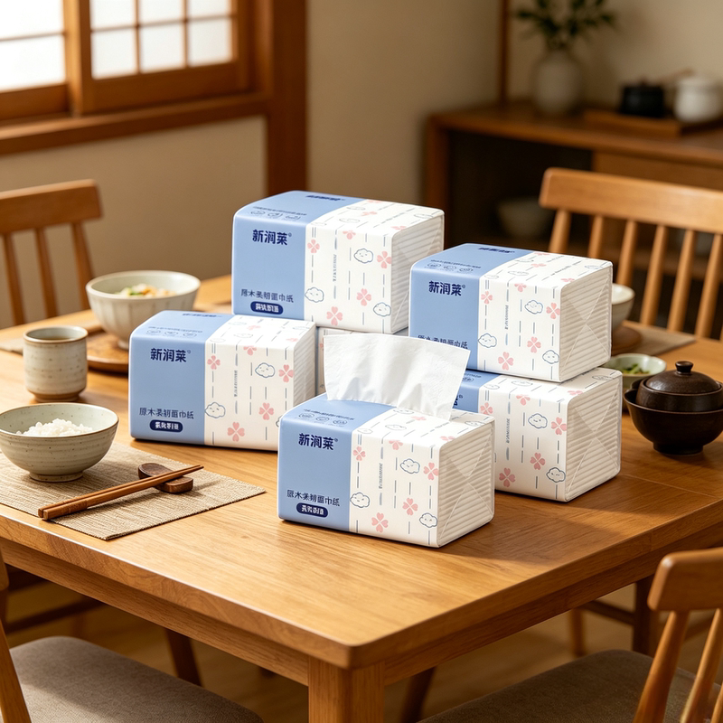 Xinrunlai Cloud Tissue Paper, Made from Virgin Wood Pulp, Five-Layer Thickened, Economical Household Pack, Unscented, No Lint, Suitable for Mother and Baby Use