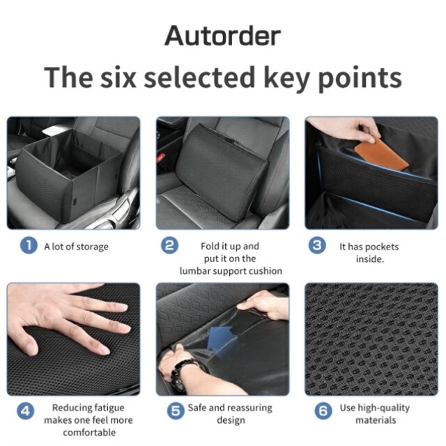 Amazon's Best-Selling Foldable Car Seat Storage Box, Lumbar Support Car Storage Box, Two-In-One Car Storage Box