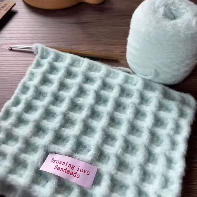 Handmade Crochet Waffle Scarf, Warm Mint Milk Mousse Cloud-Like Texture, Unique DIY Scarf Material Kit Handmade Crochet Waffle Scarf, Warm Mint Milk Mousse Cloud-Like Texture, Unique DIY Scarf Material Kit